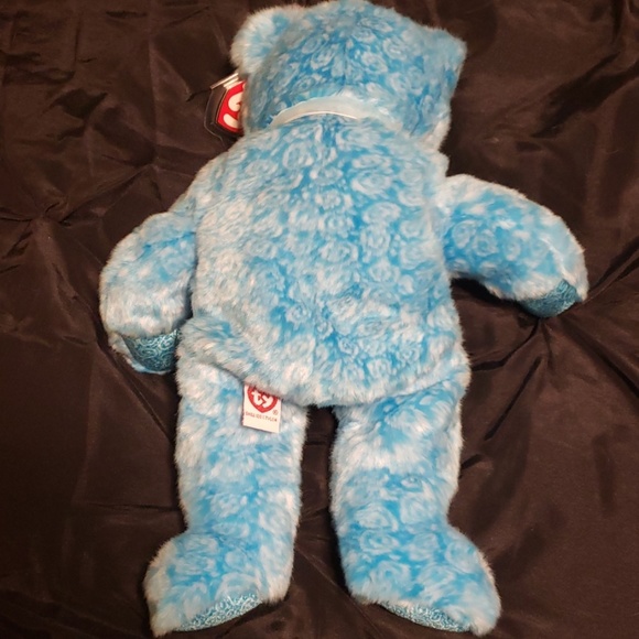 Beanie Baby 15" Buddy Bear Classy Blue Rose Ty Won Title "The People's Beanie" - Picture 7 of 8